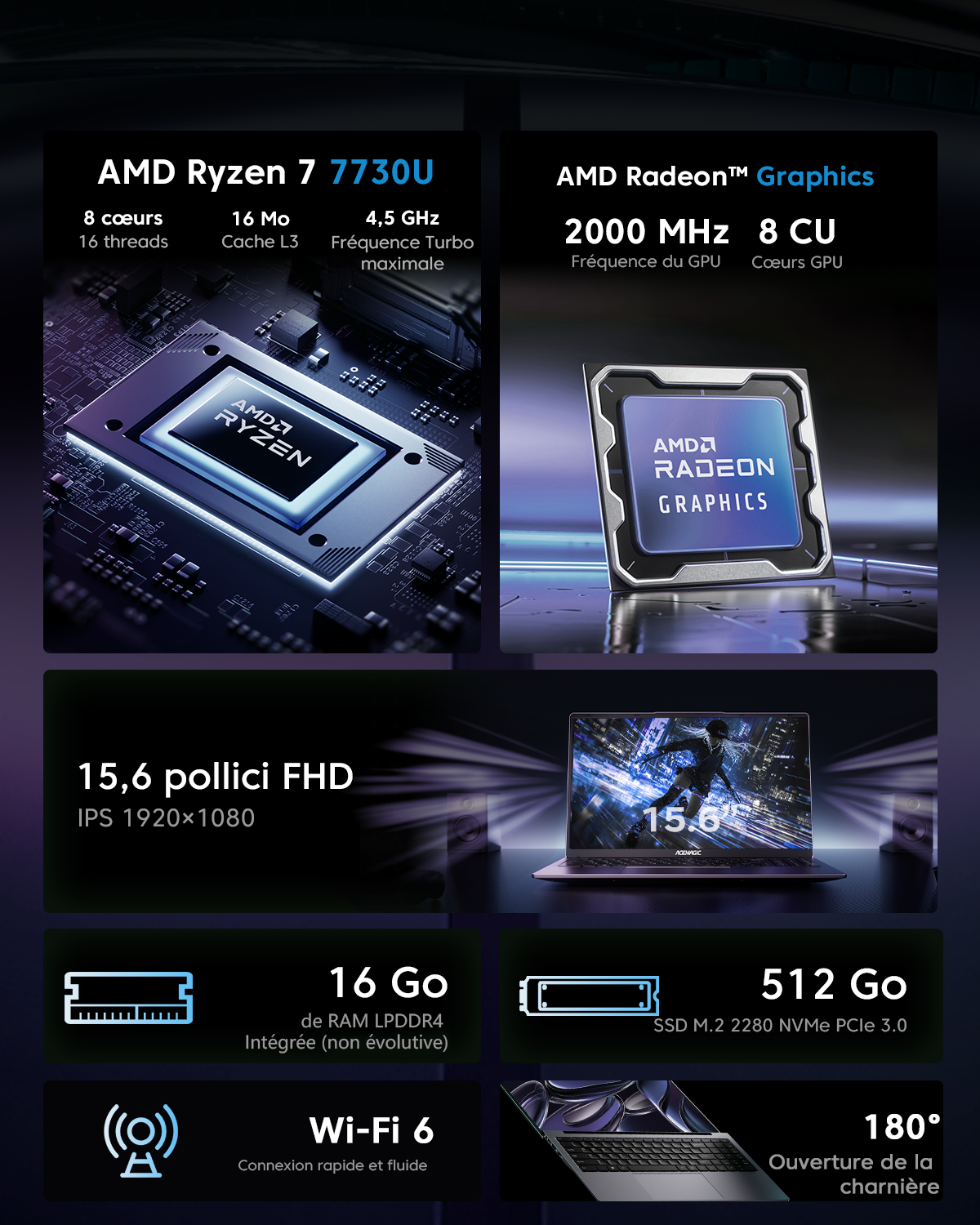 ACEMAGIC ‎LX15 PRO AMD Ryzen 7 7730U Laptop