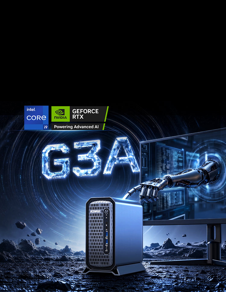 Mini PC haute performance ACEMAGIC G3A équipé Intel Core i9 et NVIDIA RTX, ordinateur compact pour l'IA et le jeu vidéo