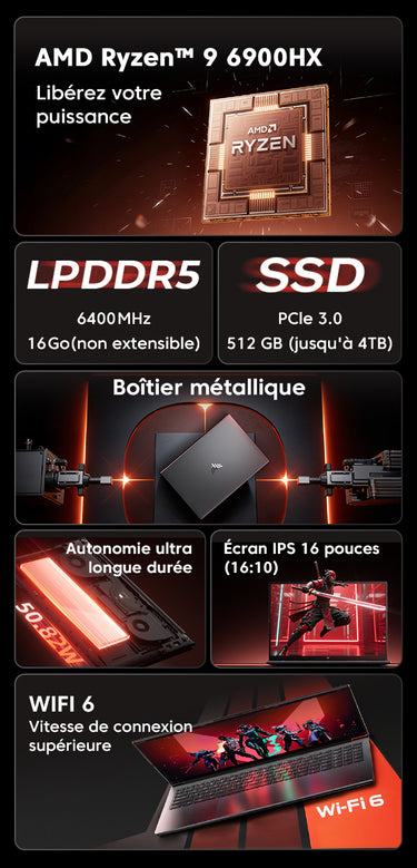 【VENTE FLASH】ACEMAGIC ‎RX16 AMD Ryzen 9 6900HX 16
